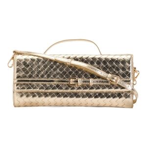 Urban Expressions Metallic Gold Quilted Clutch with Strap